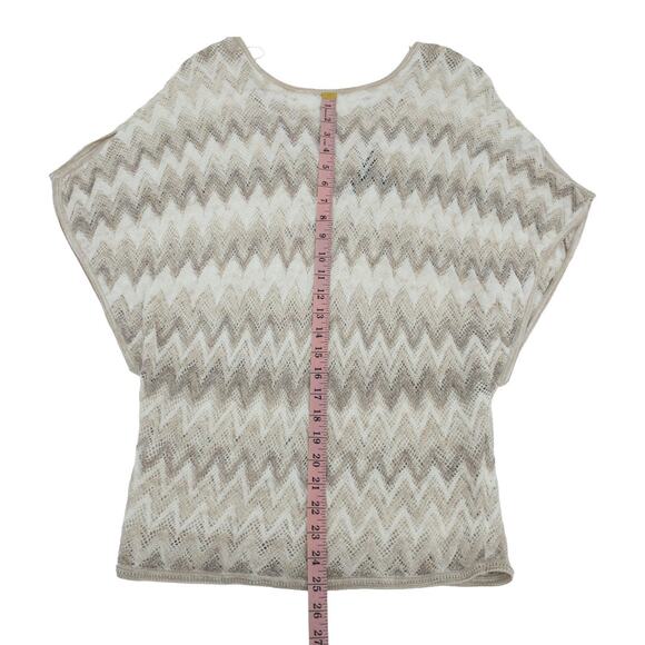 WHBM Small Chevron Knit Top Beige Neutral Crisscross Back Boho Chic Sweater - Picture 10 of 11